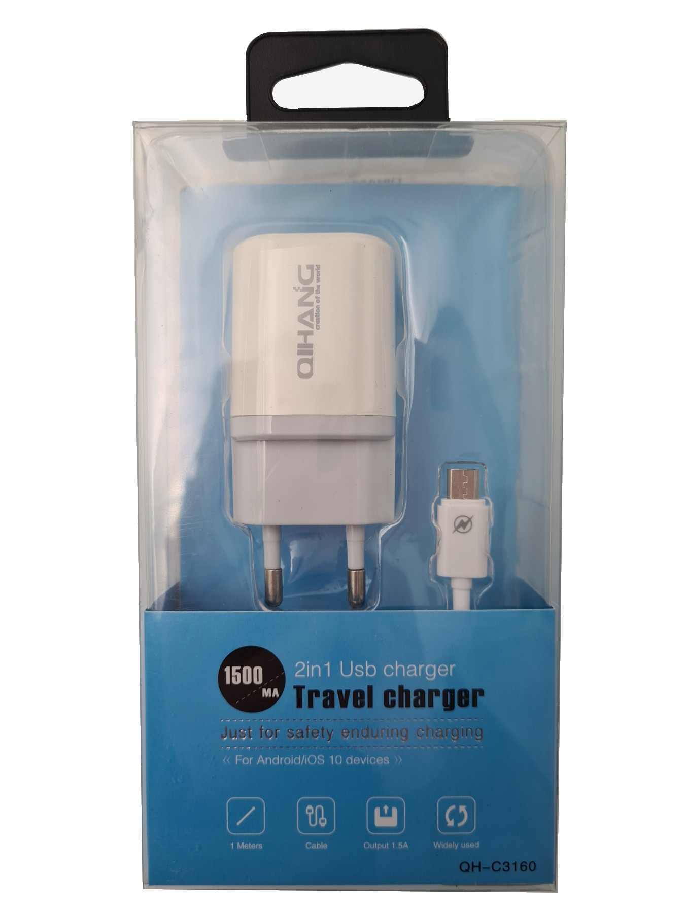 Φορτιστής Ταξιδιού με Θύρα USB-A και καλώδιο Micro-USB, QH-C3160 Άσπρο